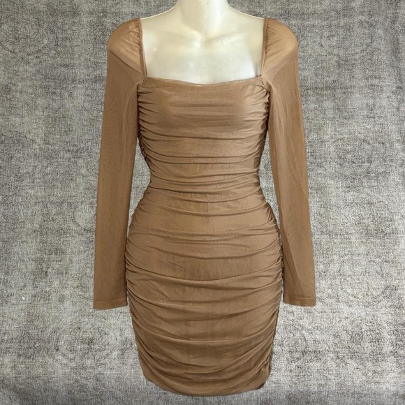 Princess Polly Mesh Ruched Bodycon Dress Size 4 - Picture 2 of 9